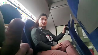 Stunt man seduces Milf anent Swell up & Jerk his Dick in Motor coach